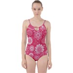 Pink floral swirl background Cut Out Top Tankini Set