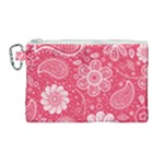 Pink floral swirl background Canvas Cosmetic Bag (Large)