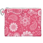 Pink floral swirl background Canvas Cosmetic Bag (XXL)