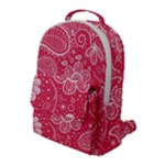 Pink floral swirl background Flap Pocket Backpack (Large)