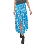 Flower swirls seamless backdrop Velour Split Maxi Skirt