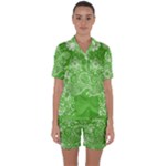 Green foliage background Satin Short Sleeve Pajamas Set