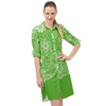 Green foliage background Long Sleeve Mini Shirt Dress