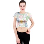 Colorful paisley background Crew Neck Crop Top