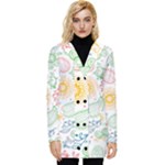Colorful paisley background Button Up Hooded Coat 
