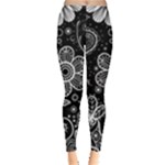 Grayscale floral swirl pattern Leggings 