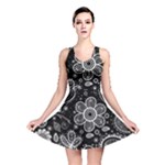 Grayscale floral swirl pattern Reversible Skater Dress