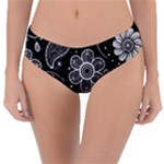 Grayscale floral swirl pattern Reversible Classic Bikini Bottoms