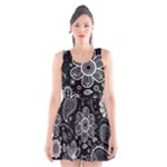 Grayscale floral swirl pattern Scoop Neck Skater Dress