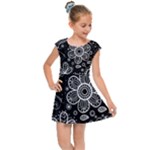 Grayscale floral swirl pattern Kids  Cap Sleeve Dress