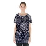 Grayscale floral swirl pattern Skirt Hem Sports Top