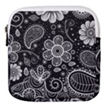 Grayscale floral swirl pattern Mini Square Pouch