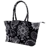 Grayscale floral swirl pattern Canvas Shoulder Bag