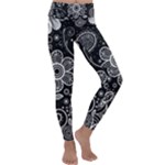 Grayscale floral swirl pattern Kids  Lightweight Velour Classic Yoga Leggings