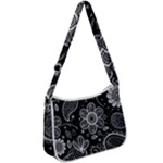 Grayscale floral swirl pattern Zip Up Shoulder Bag