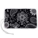 Grayscale floral swirl pattern Pen Storage Case (S)
