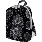 Grayscale floral swirl pattern Zip Up Backpack