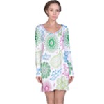 Pasley and flowers pattern Long Sleeve Nightdress