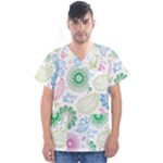 Pasley and flowers pattern Men s V-Neck Scrub Top
