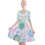 Pasley and flowers pattern Quarter Sleeve A-Line Dress