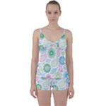 Pasley and flowers pattern Tie Front Two Piece Tankini