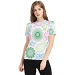 Pasley and flowers pattern Women s Short Sleeve Rash Guard