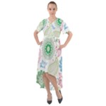 Pasley and flowers pattern Front Wrap High Low Dress