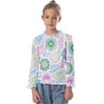 Pasley and flowers pattern Kids  Frill Detail Tee