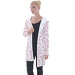 Pink foliage background Longline Hooded Cardigan