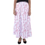 Pink foliage background Flared Maxi Skirt