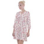 Pink foliage background Open Neck Shift Dress