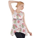 Pink floral pattern background Side Drop Tank Tunic