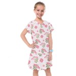 Pink floral pattern background Kids  Drop Waist Dress