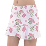 Pink floral pattern background Classic Tennis Skirt