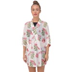 Pink floral pattern background Half Sleeve Chiffon Kimono