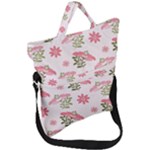 Pink floral pattern background Fold Over Handle Tote Bag