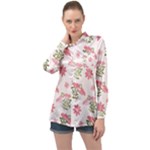Pink floral pattern background Long Sleeve Satin Shirt