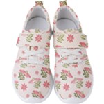 Pink floral pattern background Men s Velcro Strap Shoes