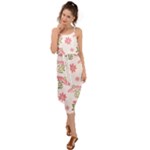 Pink floral pattern background Waist Tie Cover Up Chiffon Dress