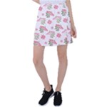 Pink floral pattern background Tennis Skirt