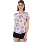 Pink floral pattern background Back Cut Out Sport Tee
