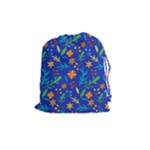 Bright and colorful floral pattern Drawstring Pouch (Medium)