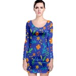 Bright and colorful floral pattern Long Sleeve Bodycon Dress