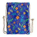 Bright and colorful floral pattern Drawstring Bag (Large)