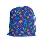 Bright and colorful floral pattern Drawstring Pouch (XL)