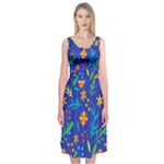 Bright and colorful floral pattern Midi Sleeveless Dress