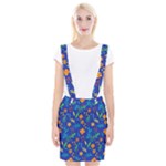 Bright and colorful floral pattern Braces Suspender Skirt