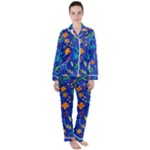 Bright and colorful floral pattern Satin Long Sleeve Pajamas Set