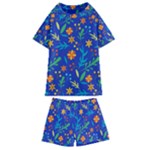 Bright and colorful floral pattern Kids  Swim Tee and Shorts Set