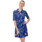 Bright and colorful floral pattern Belted Shirt Dress